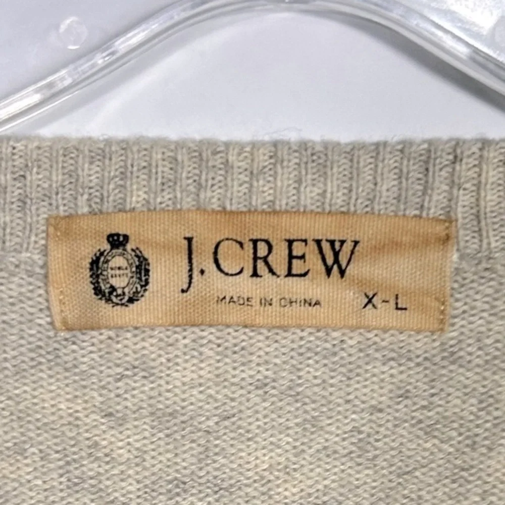 J.Crew Y2K Vintage Cashmere Blend V-Neck Sweater Size XL Light Grey